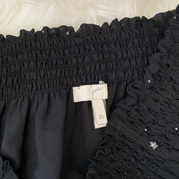 Joie off the Shoulder 100% Silk Celestial Black Ruched Blouse Top sz XS - Picture 6 of 8